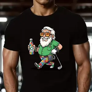 Cool Golfing T-Shirt, Retro Pixel Art Graphic Tee, Sustainable Holiday Golf Shirt for Men