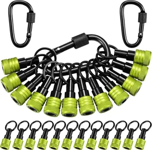 12 count Upgraded Drill Bit Holder  1/4 Inch Bit Holder Hex Shank  Quick-release Extension Bar  Screw Adapter with Buckles for Tool Men Workers Gifts (Green)