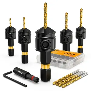 12PCS Countersink Drill Bit Set, Adjustable Tapered Wood Drill Bits with 1/4" Hex Shank & Storage Box for Woodworking