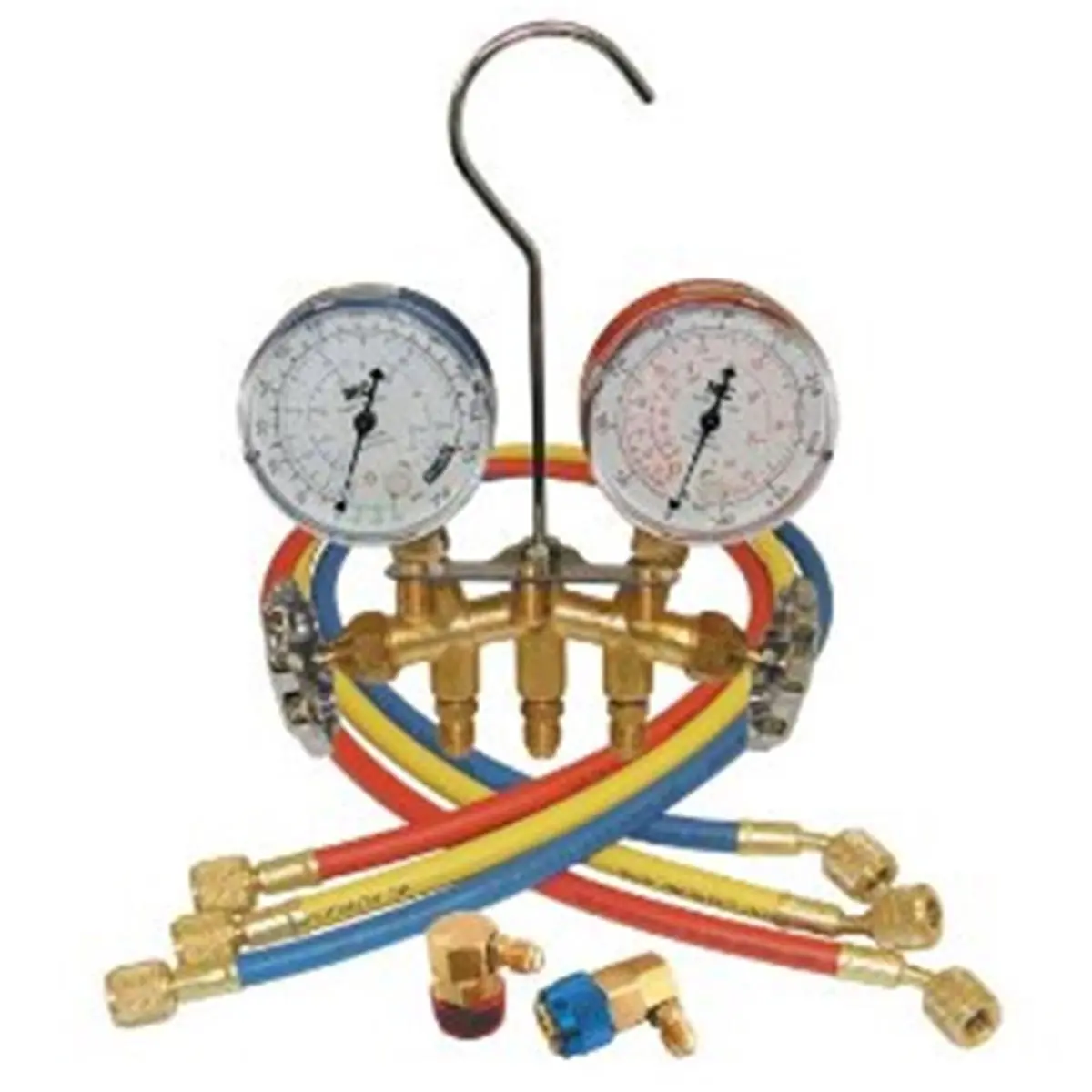 212 MAIN R134A Type Brass Manifold Set - HVAC Tools & Hardware Kit with Vacuum Pump, Leak Detection Tool, Side Mount, Universal Valve