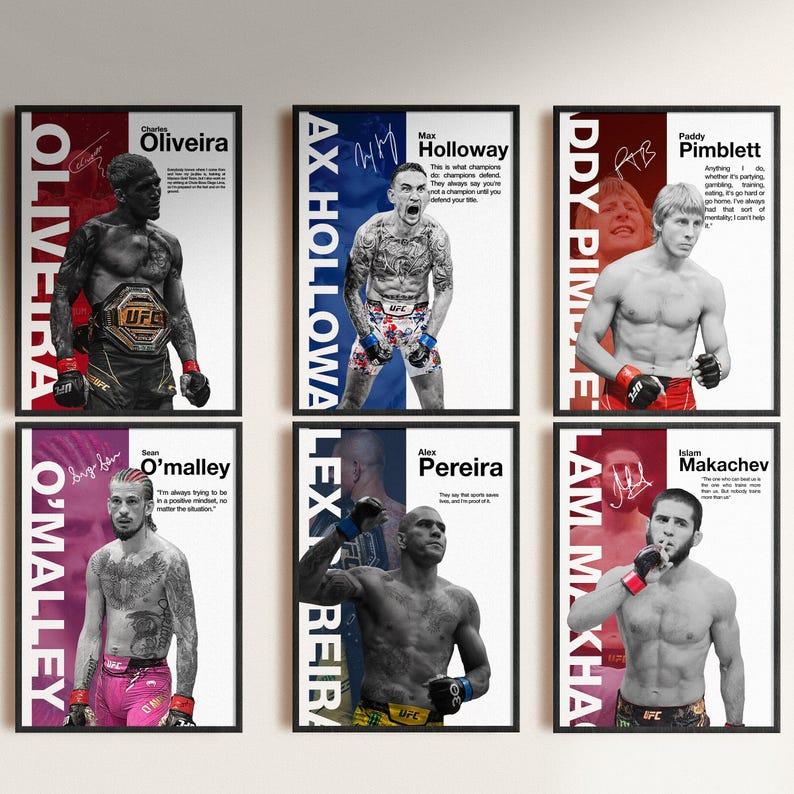 UFC Legends Poster, Max Holloway, Charles Oliveira, Alex Pereira, Islam Makhachev, Sean O’Malley, Paddy Pimblett ( Unframed-Print Only )