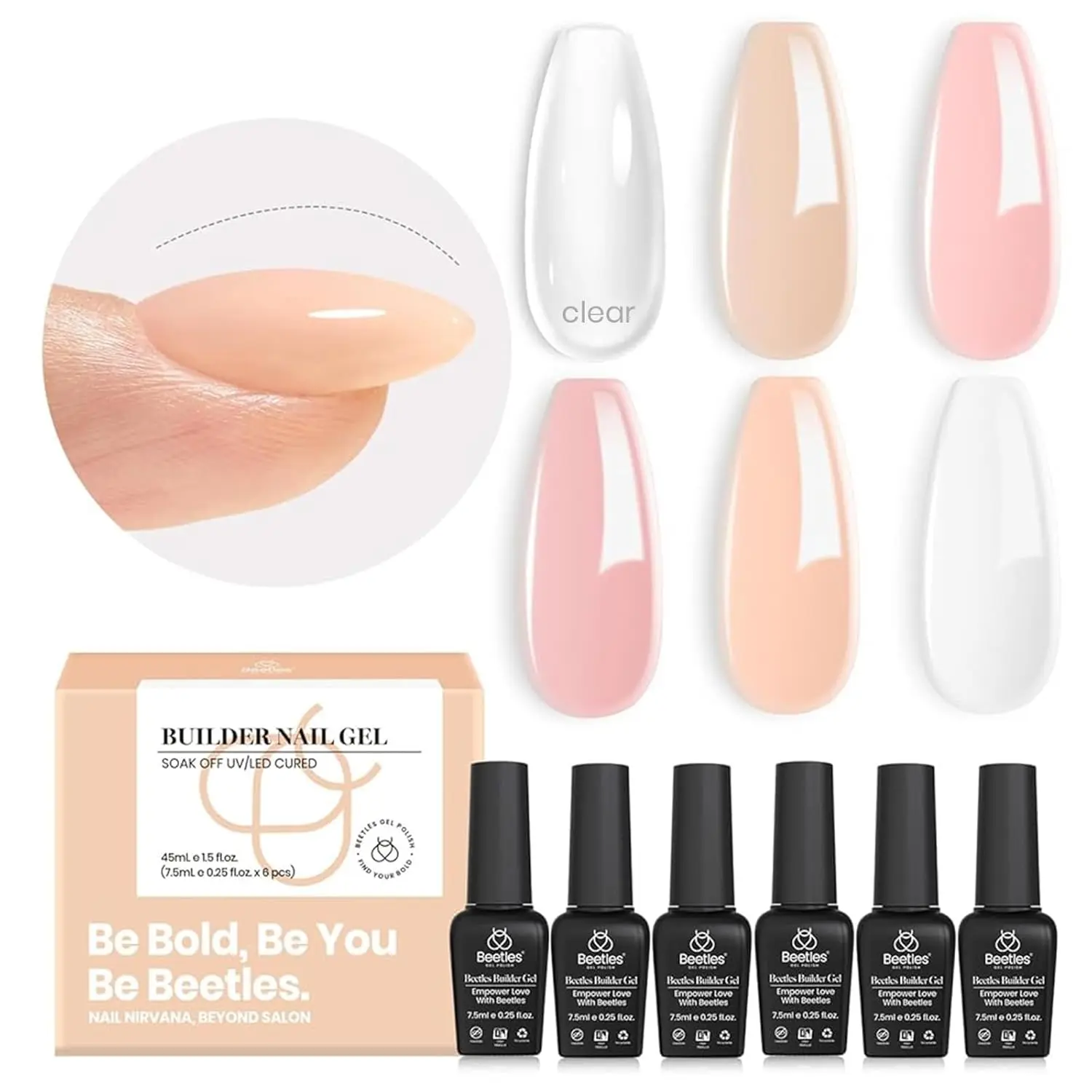 Builder Gel Nail 6 Colors Set Sheer Peach-7.5ml