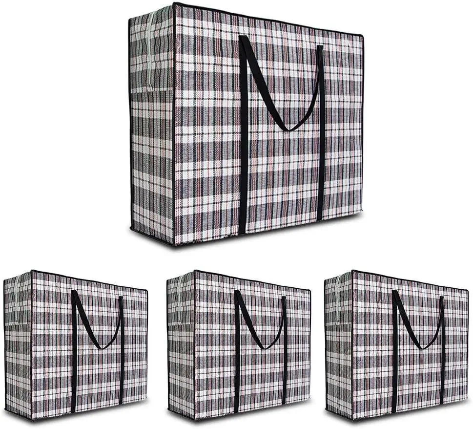 4-Pack Heavy Duty 168L Extra Large Moving Bags, Jumbo Storage Totes with Durable Zipper, Water Resistant, for Clothes, Bedding & Comforters