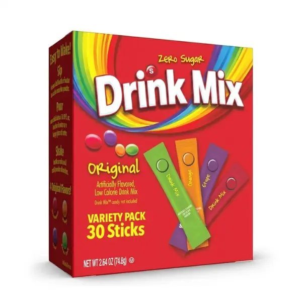 Original Drink Mix Variety Pack 30 Individual Drink Mix Packets Assorted Flavored Powdered Beverage Mix Sugar-Free Water Flavor Enhancer On-the-Go Singles Convenient Hydration Drink Sticks