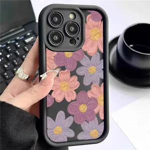 Ink pattern cross-border diamond sand step-like black groove case suitable for iPhone 15/16/17 phone protection