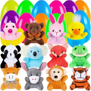 12pcs  Plastic Easter Eggs with Animal Toys Filled Easter Eggs 3.4" Easter Basket Stuffers Easter Egg Fillers Kids Classroom Gift Exchange Party Favors
