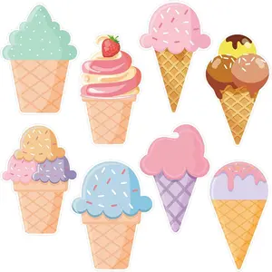 40PCS Summer Ice Cream Paper Cutouts Nameplates, Ice Cream Cutouts for Bulletin Board Decoration, Great for Summer School Classroom Home Birthday Party Decorations