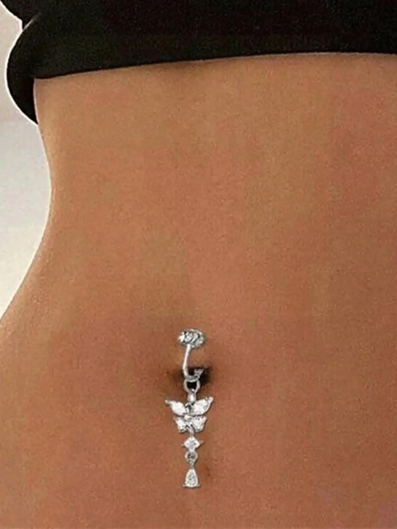 Butterfly Faux Belly Button Piercing Ring, Fashion Body Jewelry for Party and Everyday Wear, Trendy Versatile Belly Piercing Jewelry, Exquisite Jewelry Gift
