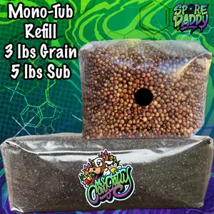 Mushroom Monotub Refill Kit | 3 lbs Milo Sorghum Grain Spawn | 5 lbs Manure Based Substrate