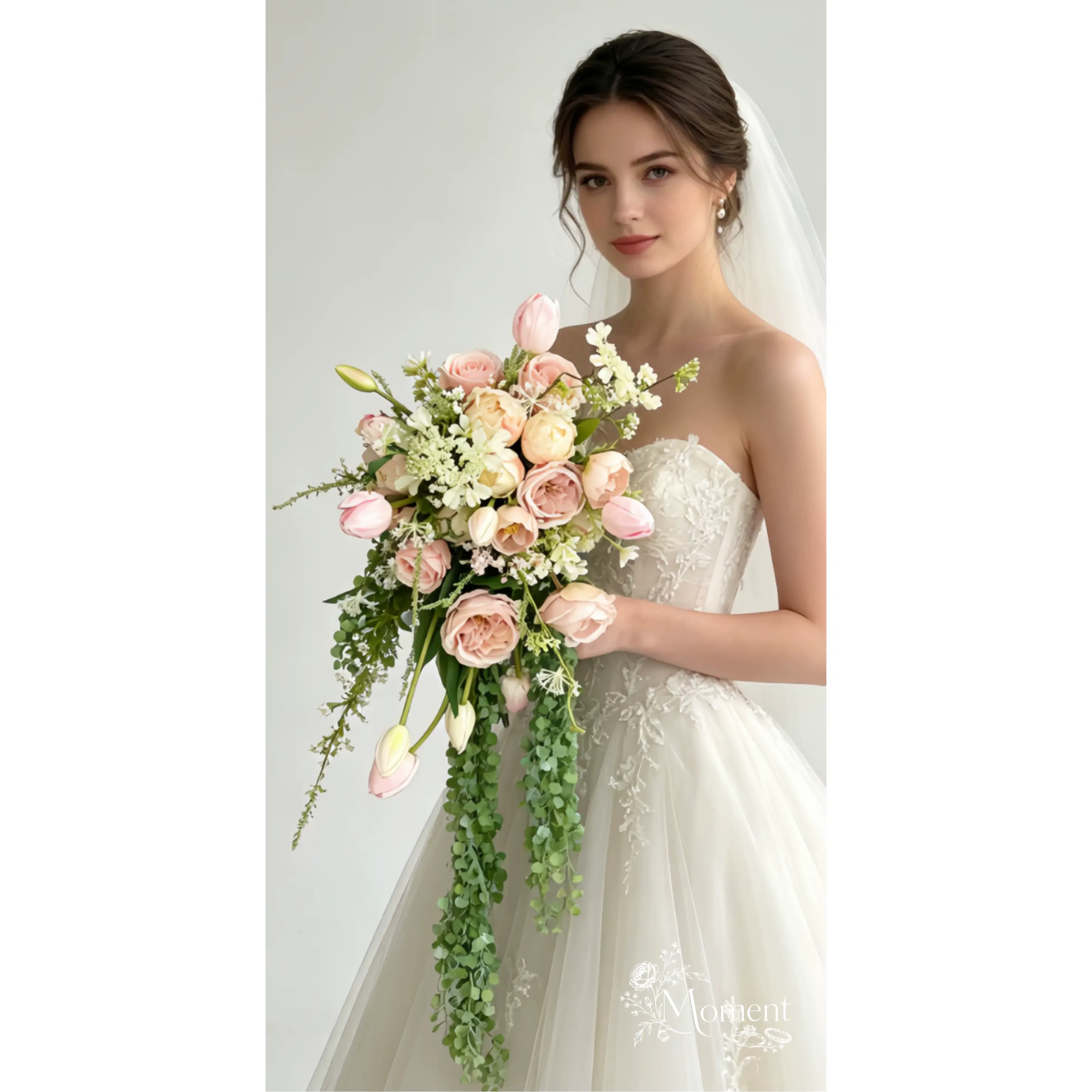Pink Blossom Cascade Bouquet | Lively Floral Waterfall Bridal Arrangement