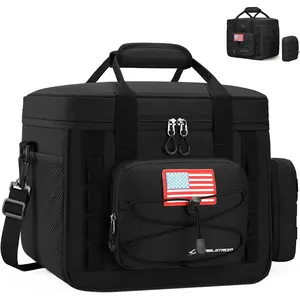 Maelstrom Tactical Lunch Box, Insulated Lunch Bag for Men, Large Leakproof Soft Cooler Bag with Detachable MOLLE Bags, Durable Lunch Tote for Adult Women Work,Picnic,20 Cans/15 L, Black Maelstrom