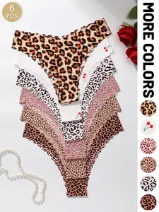 5/6 Pack Valentine's Low-Waist Women's Triangle Panties, Various Leopard Print Sexy Underwear, Women's Lingerie and Panties