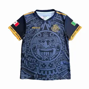 Mexico Aztec Black Jersey with Intricate Design and Team Logos for Sport Fans