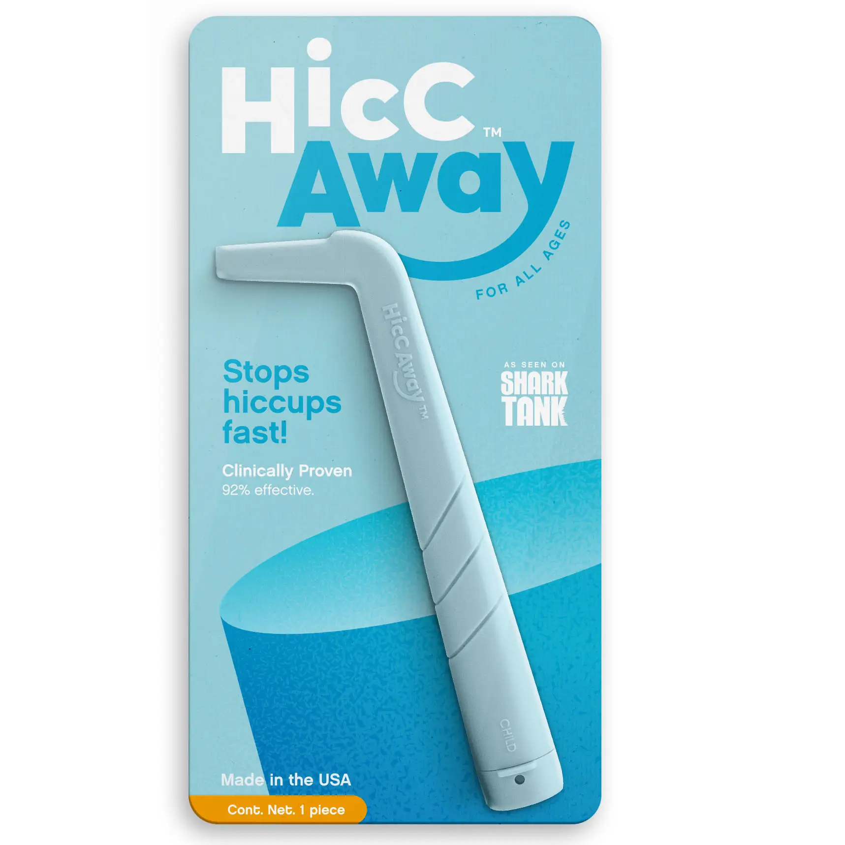 HiccAway Hiccup Straw - Stops Hiccups Fast, as seen on Shark Tank - Clinically Proven for All Ages. Safe, reusable & lightweight. Drinkware Glass.