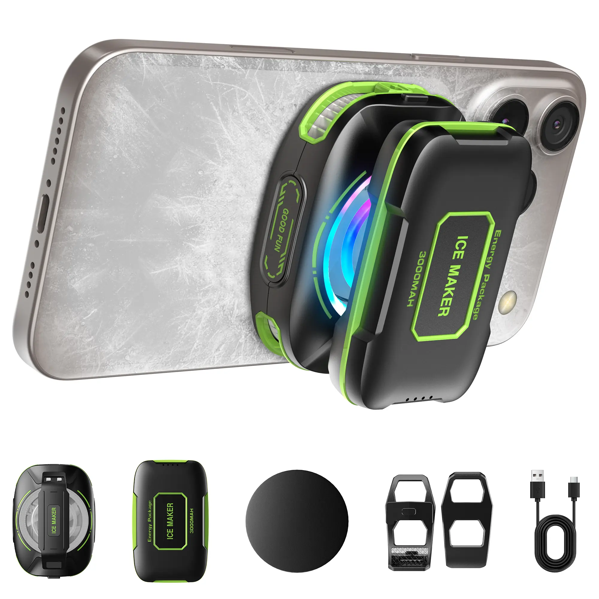 Phone Cooler for Gaming Universal Cooling Fan with Two Modes Mobile Radiator Case for iPhone Android 4.5-7in Smartphones Live Streaming Usb Rechargeable Fan