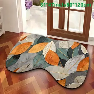 Leaf Style Irregular Rug, Washable Non-Slip Design, Suitable for Hallway/bathroom/living Room, Durable and Easy to Clean