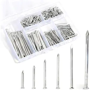 280 Pcs Nail Assortment Kit, 6 Sizes Galvanized Finishing Nails, Maximum Length 2 Inches, Long and Small Nails for Hanging Pictures and Wall Art