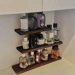 Multi-Layer Wooden Perfume Display Stand, Desktop Cosmetic Organizer Rack, Essential Oil Storage Shelf, Coffee Cup Holder, Floating Shelf