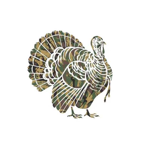 Vintage Camouflage Turkey Hunting Sticker, Wild Turkey Hunting Sublimation Design, Rustic Hunting For Sticker
