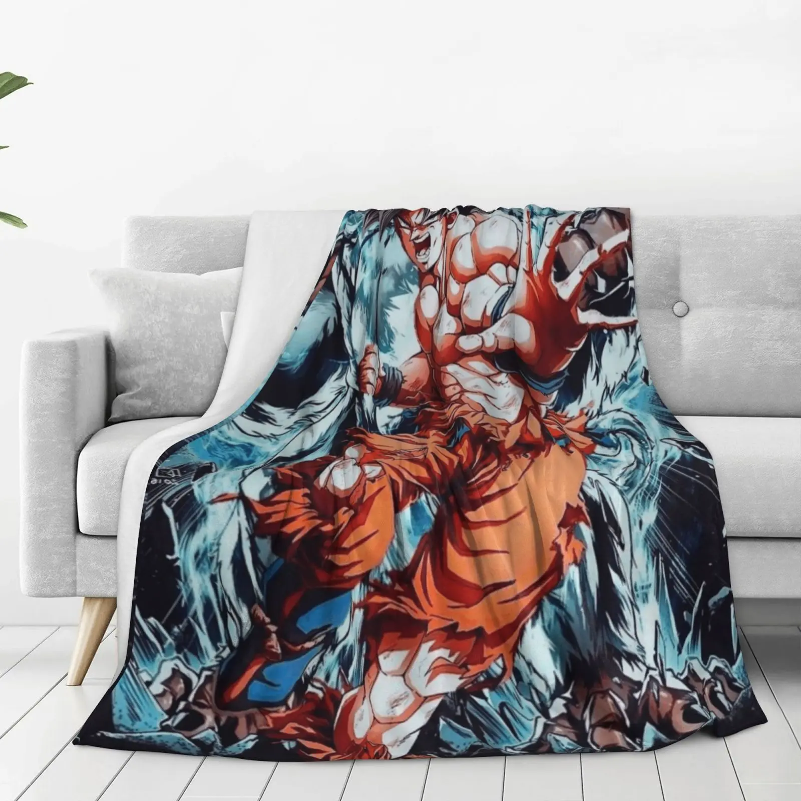 Goku Comfort Blanket – Ultra Soft Warm Flannel Throw for Bedroom, Dorm Room, Sofa, Couch, Travel & Movie Nights