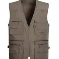 Gihuo Men's Fishing Vest Utility Safari Travel Vest with Pockets Army Green Beige Sleeveless Gilet Lightweight Breathable Waterproof Quick Dry Multi Pockets Casual Menswear