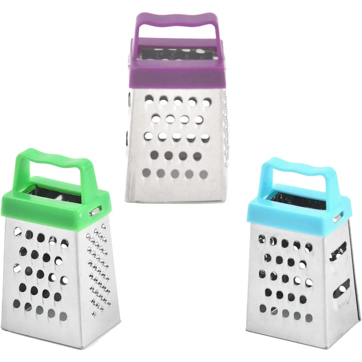 3 count Mini Box Grater Set - Stainless Steel Cheese Graters for Kitchen Slicing Cheese, Ginger, and Vegetables - Small Size, Multipurpose Graters with 4 Sides - Ideal for Home Cooking