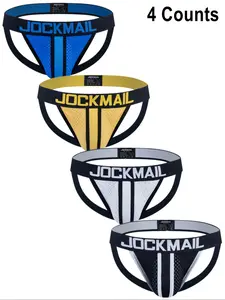 Men's Letter Tape G String, Breathable Comfy Underwear for Daily Wear, Casual Men's Underwear for All Seasons, Breathable Undergarments