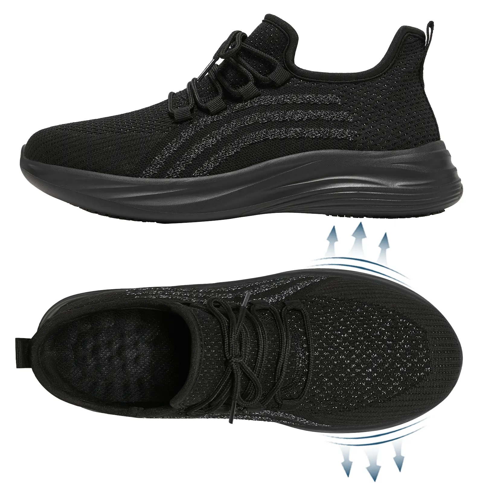 Men's Waterproof Slip-On Work Sneaker - Breathable, Non-Slip, Odor-Proof, Comfortable Work Footwear for Waiters, Walking Shoes, Casual, Worker, Fashion, Round Toe, Laces, Classic