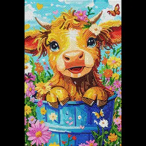 Highland cow Diamond painting, Crystal Diamond Painting Kit, Frameless