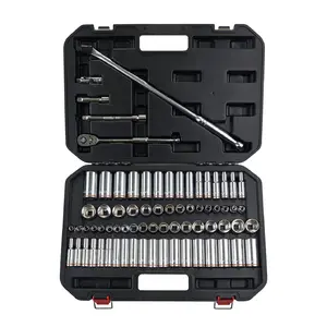 BLACK CANYON 73-Piece 3/8 Deep Socket Set, 6-Point Metric/SAE, Deep & Standard Sockets with 90-Tooth Ratchet, Breaker Bar & Heavy-Duty Case – Professional Grade for Demanding Applications