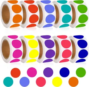 5000 count 1/2" Colored Dot Stickers Round Color Coding Labels Polka Circle Dot Label Sticker for , Office, Student, Classroom, Papers Etc(10 Rolls, 1/2 Inches)