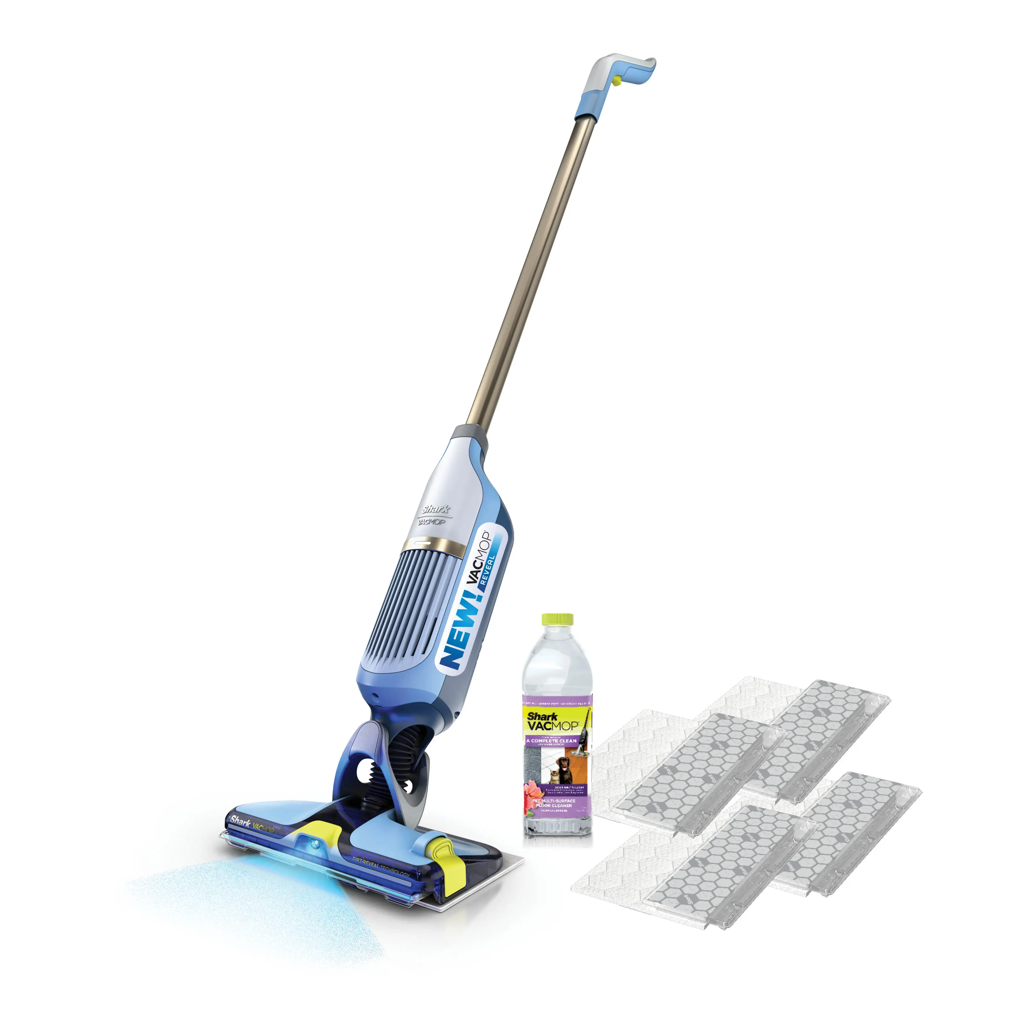 Shark VACMOP Reveal Cordless Hard Floor Cleaner, Vacuum Suction & Spray Mop, 4 Pads & 12oz Pet Solution - VM401 / VM401C