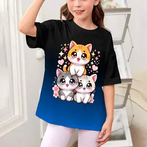 Kids Cute Cats Anime Kawaii Kitty Cat T-Shirt