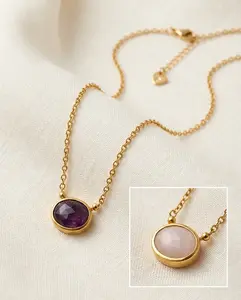 Doppia Light Reversible Necklace Amethyst & Pink Mother of Pearl