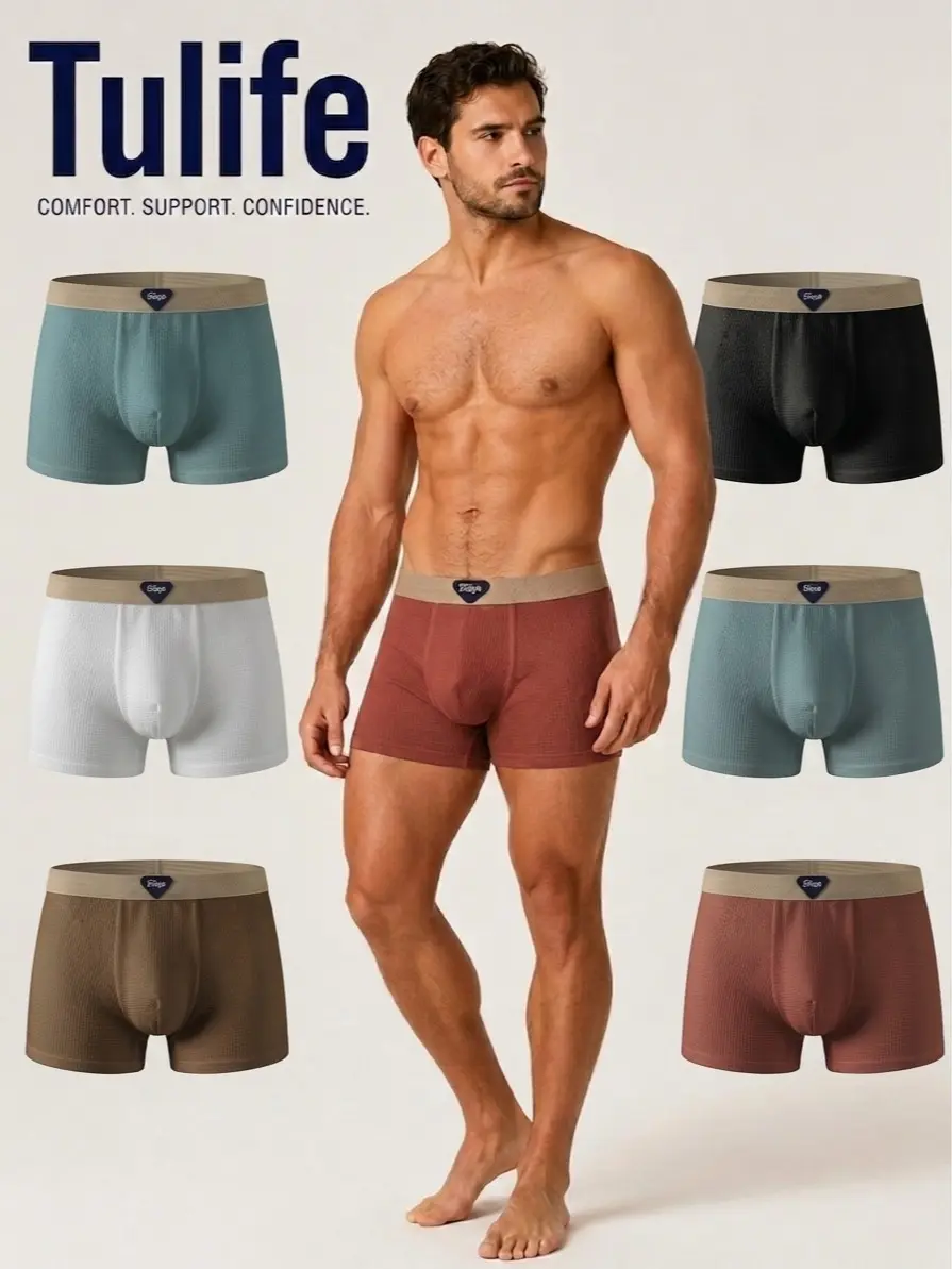 Men's Sports Boxer Briefs Set (4/6 Pcs), Ultra-Soft Stretch Nylon Fabric, Breathable Cooling, Medium Elasticity, Multiple Colors (L-3XL), Athleisure Workout Underwear, Father's Gift