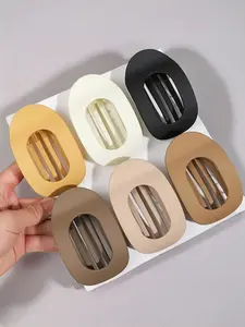 6pcs Retro Brown Flat Claw Clips, Suitable for Women, Harmonious Lying Down Claw Clip, Suitable for Thick and Thin Hair, Comfortable Curved Flat Clip, Matte Non-slip Strong Fixed Hair Accessories, Neutral Color