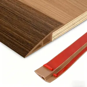 Self Adhesive Vinyl Floor Transition Strip Door Threshold Ramp, Carpet Edging Doorway Edge Trim Overlap Edge Reducer for Laminate Carpet Floor Tile - Brown Wood Grain, 1/5" to 2/5", 3.3Ft
