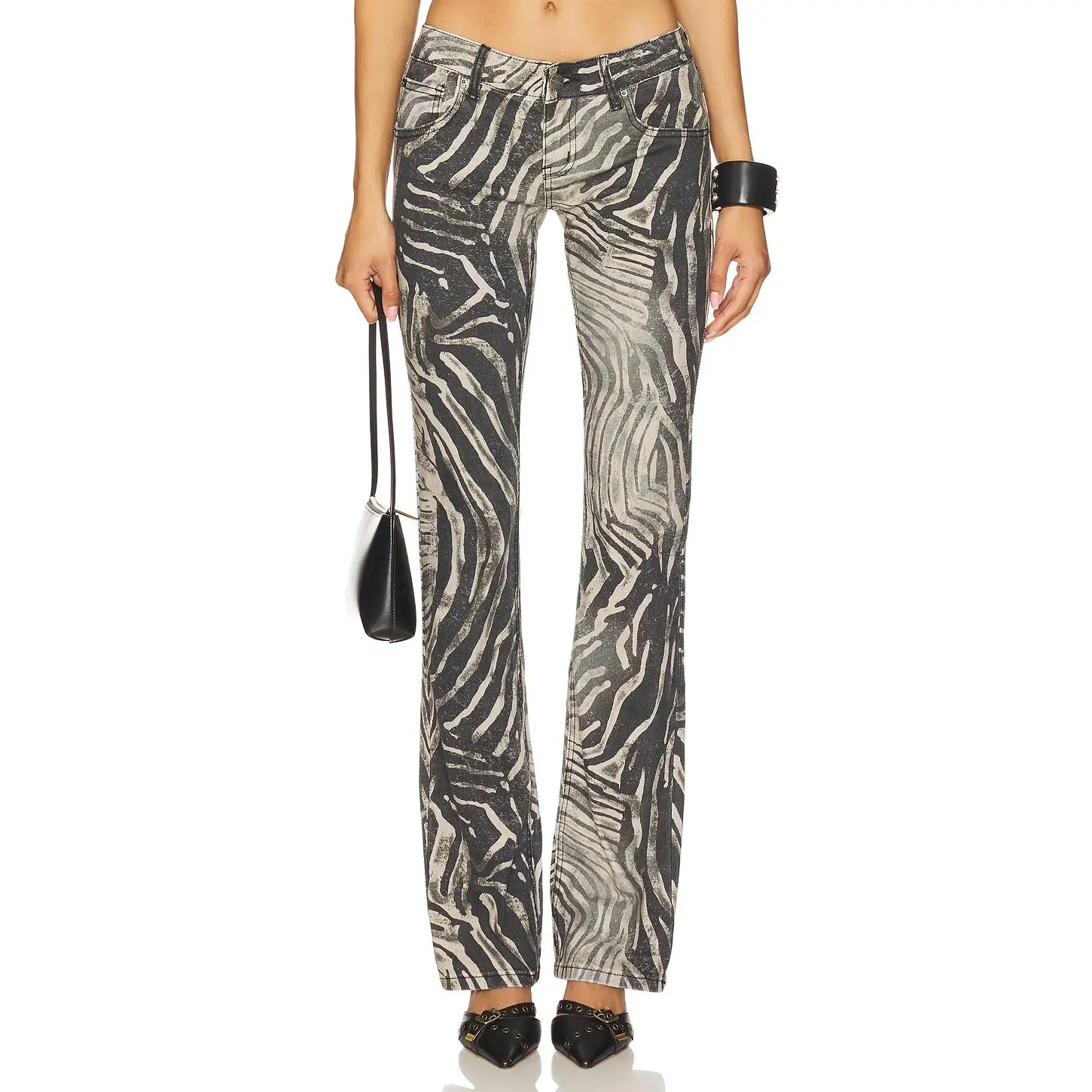Jaded London Cooper Bootcut Jeans in Zebra