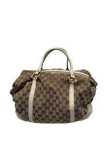 Pre-owned GUCCI Vintage GG Monogram Canvas & Leather Boston Handbag /ZH12525005 /5005