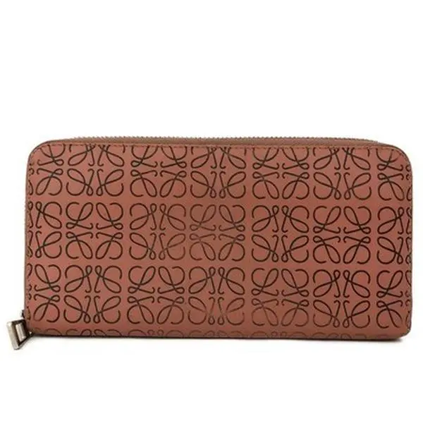 Pre-owned Loewe Other Other Anagram Repeat Leather Zip Around Long Wallet Pink/6CE1975 12249026078/698216