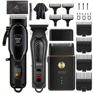 Men's Professional Hair & Beard Trimmer Set, LED Display Cordless Scissors, Precision Grooming Kit, USB Rechargeable, Ideal Gift