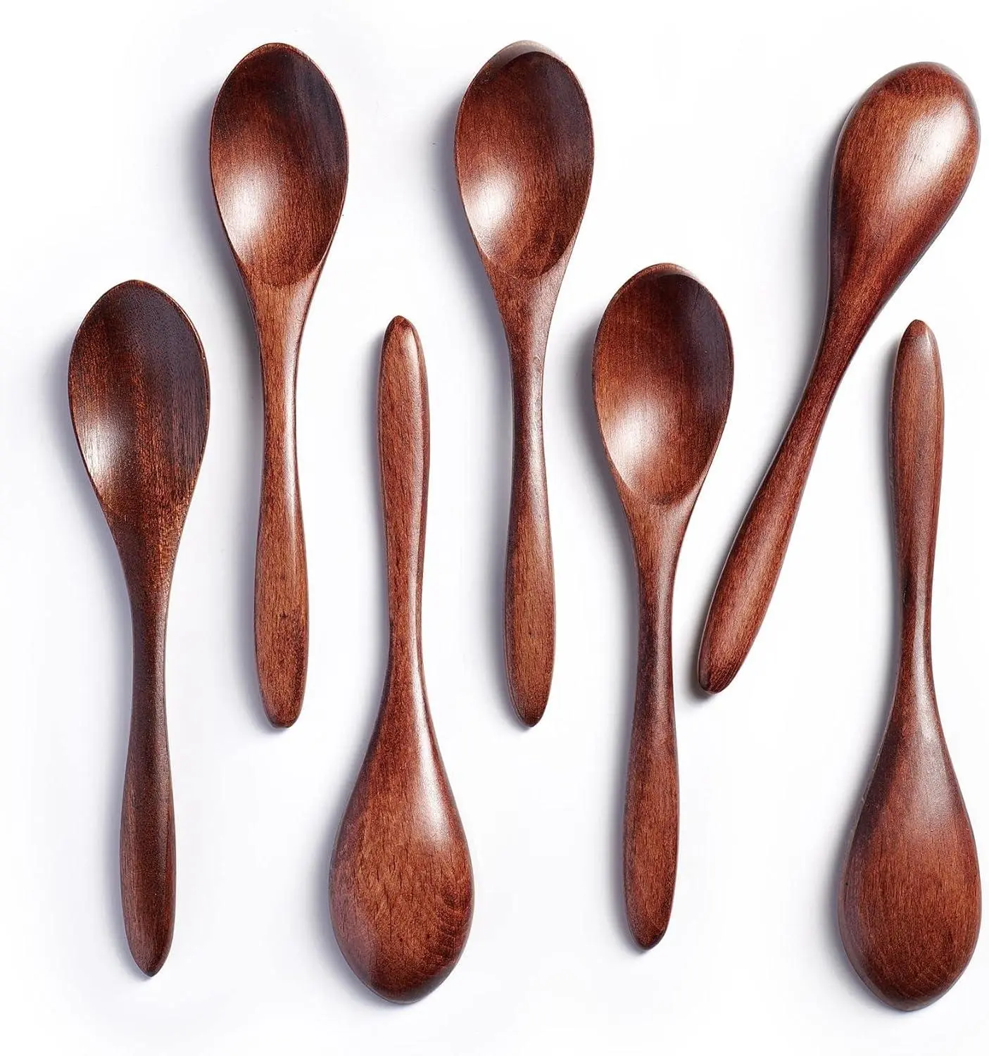7 PCS Small Wooden Spoons, 5.8 Inch Honey Spoons for Tea, Hardwood Wooden Honey Teaspoon for Coffee, Little Tiny Wood Spoons, Bamboo Table Spoon for Stirring, Wooden Spoons for Utensils Set Hefild