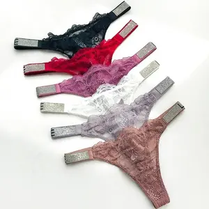 3Packs of Lace Shiny Rhinestone Thongs G strings Briefs Underwear Women Panties