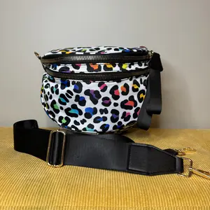 Roni Nylon Crossbody Bag - Rainbow Animal Print - Removable Strap - Zipper Closure - High Quality Handbag Shoulder Bag - PREORDER