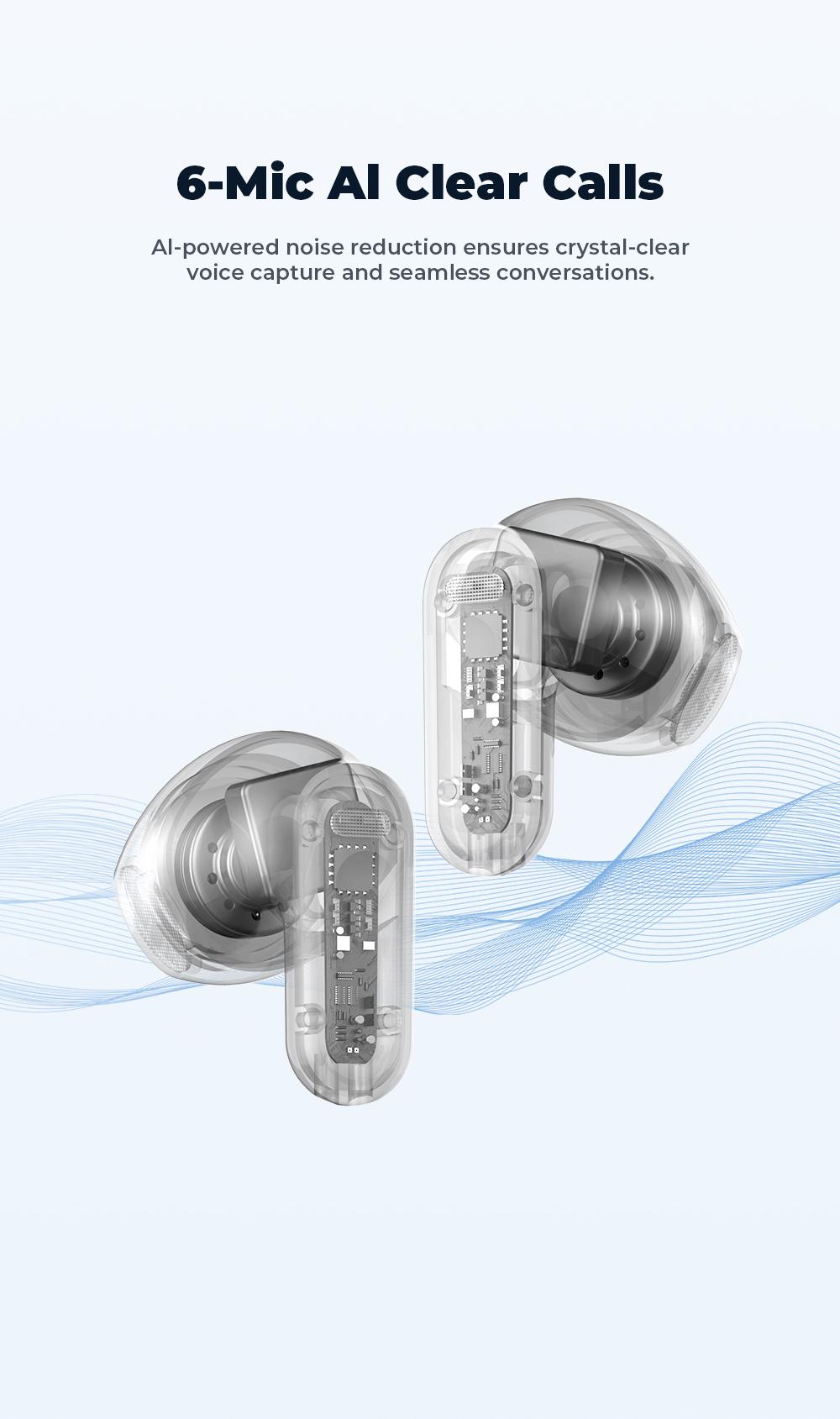 HTC NE20 Bluetooth 6.0 Earphones LED Display High Fidelity Waterproof Wireless Earphones | Suitable for Office, Sports, Study and Audio Calls | Built-in Microphone | Earphones