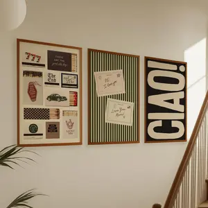 Trendy Wall Art Prints Set of 3: Matchbox Prints, Postcard Prints, Ciao, Dopamine Decor Bundle, Apartment Decor (Digital Download)
