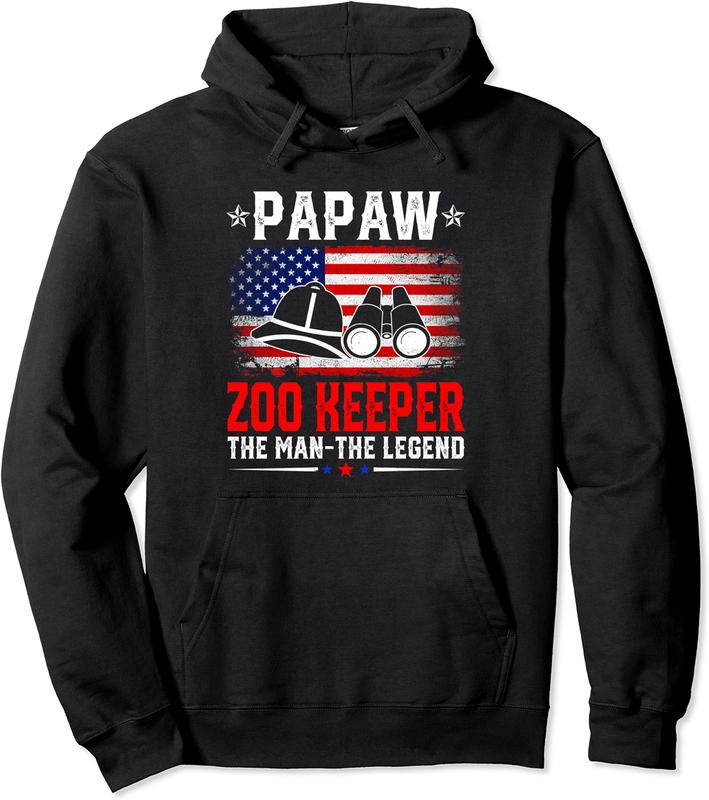 Distressed American Flag Papaw Zoo Keeper The Legend Retro Pullover Hoodie - Lyubovboris Shop 27B09X5RZRPC