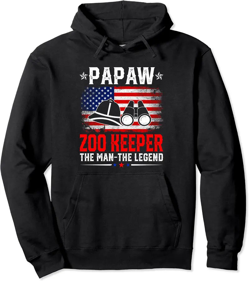 Distressed American Flag Papaw Zoo Keeper The Legend Retro Pullover Hoodie - Lyubovboris Shop 27B09X5RZRPC
