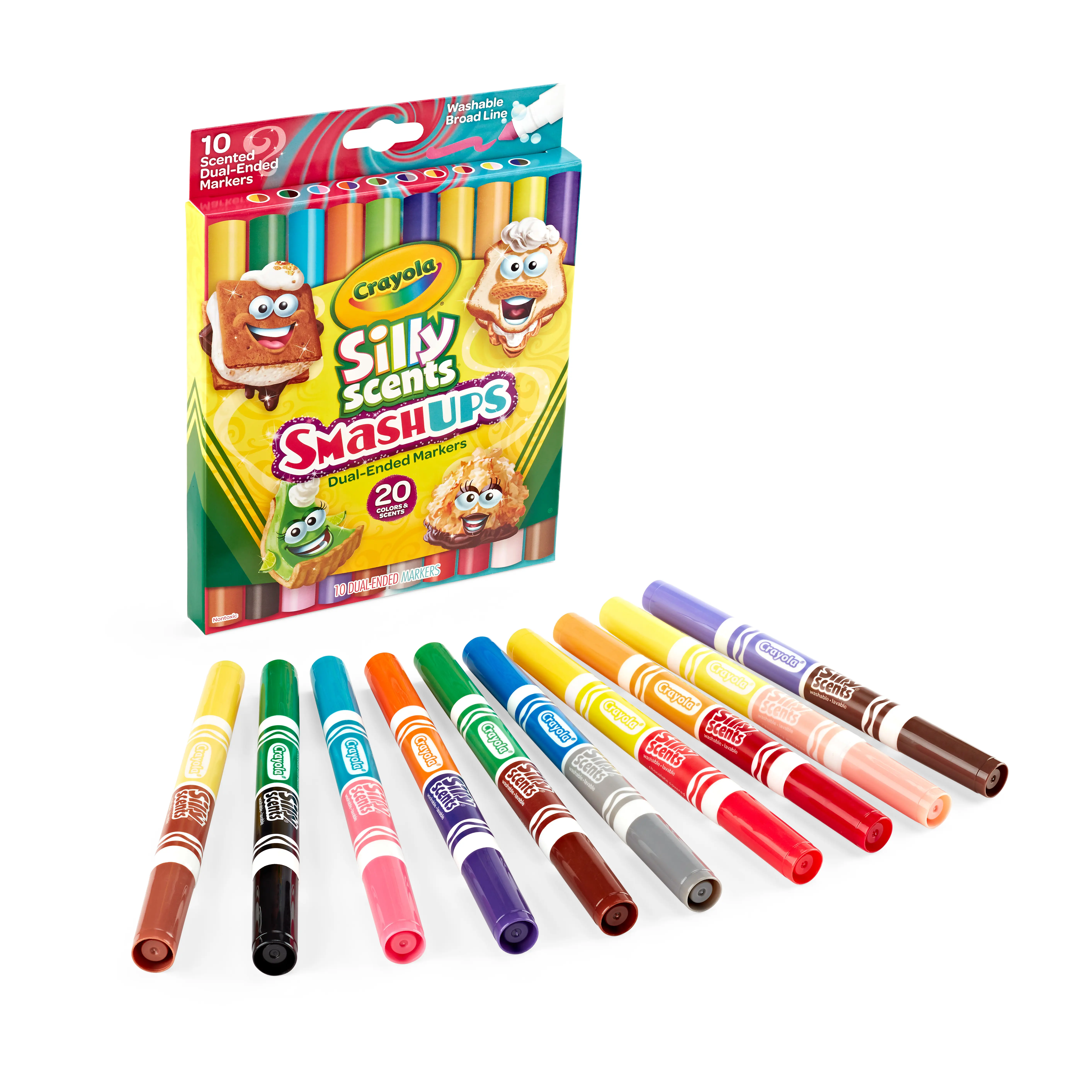 Crayola Washable Silly Scents Markers, Broad Line Markers, Smash Ups, Sweet Scented School Supplies, 20 Colors, Gifts for Kids