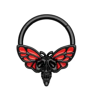 Oufer 16G Skull Moth Hinged Segment Septum Ring